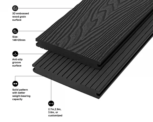 De146h20 – 3d Embossed Decking Feature Charcoal