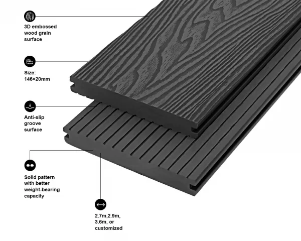 De146h20 – 3d Embossed Decking Feature Grey