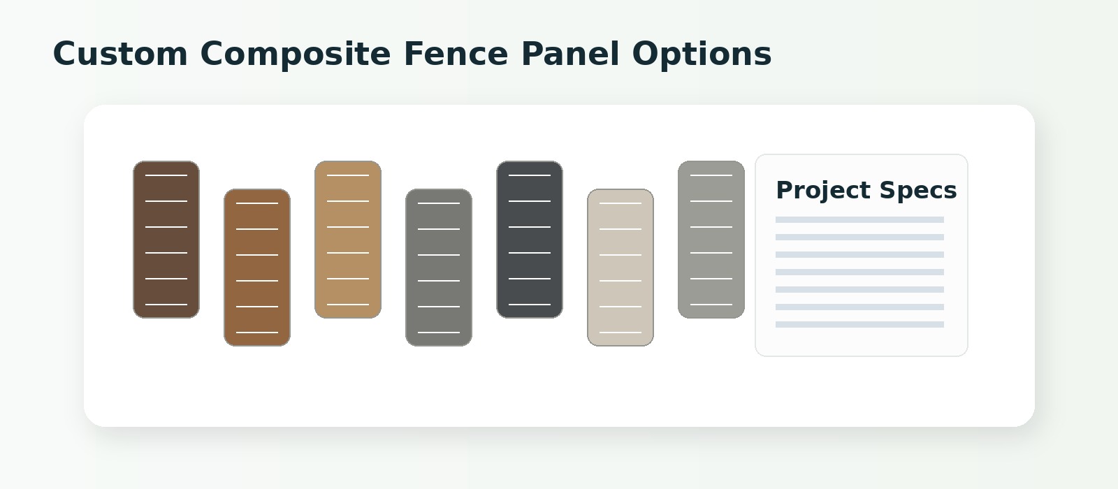 Custom composite fence panel options with colors textures and project specifications